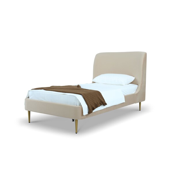 Manhattan Comfort Mid-Century Modern Bedframe with Headboard for Bedroom Use BD003-TW-TP - main